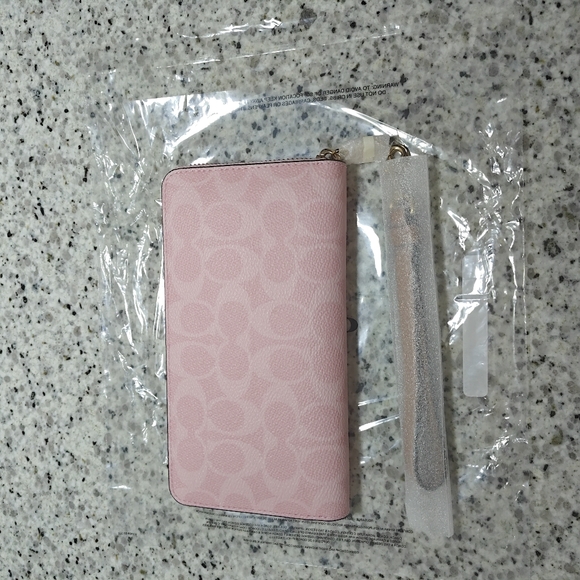 Coach Long Zip Around Wallet In Signature Canvas (Powder pink) - Picture 4 of 11